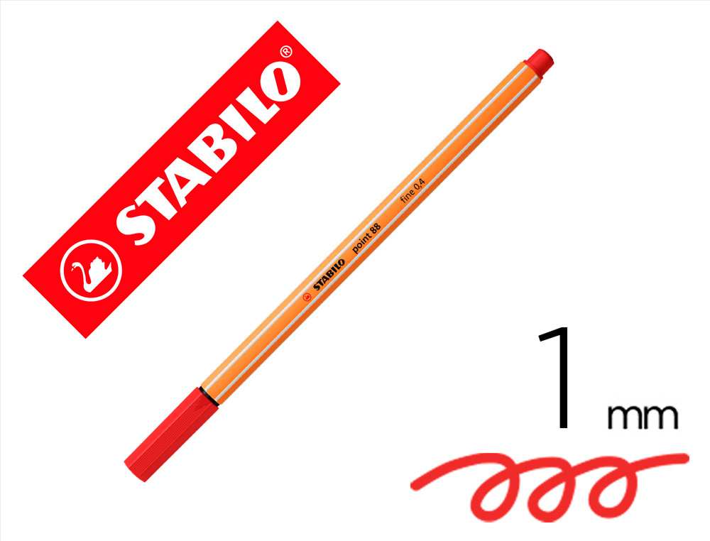 ROTULADOR STABILO PUNTA DE FIB RA POINT 88 BERMELLON PUNTA FINA 0,4MM