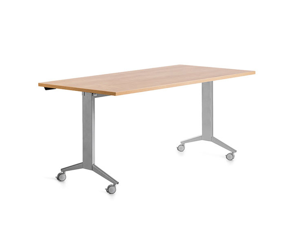 MESA ROCADA 2002FD08 CON TABLERO ABATIBLE COLOR GRIS/ROBLE 160X80 CM
