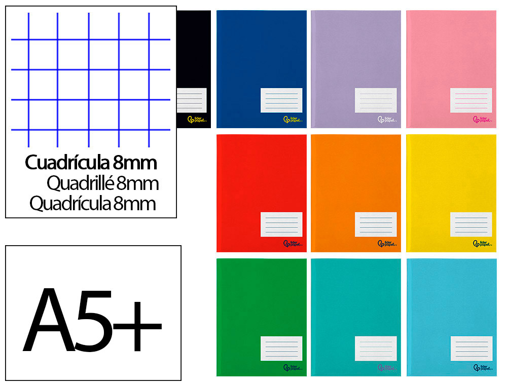 LIBRETA LIDERPAPEL SMART A5 PLUS 32 HOJAS 75GR CUADRO 8MM CON MARGEN COLORES SURTIDO