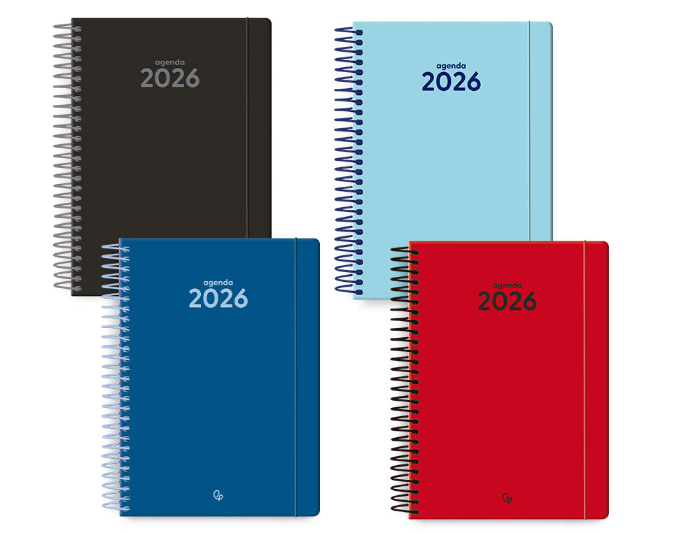 AGENDA ESPIRAL LIDERPAPEL 2026 CLASSIC EXPOSITOR DE 12 UNIDADES SURTIDAS