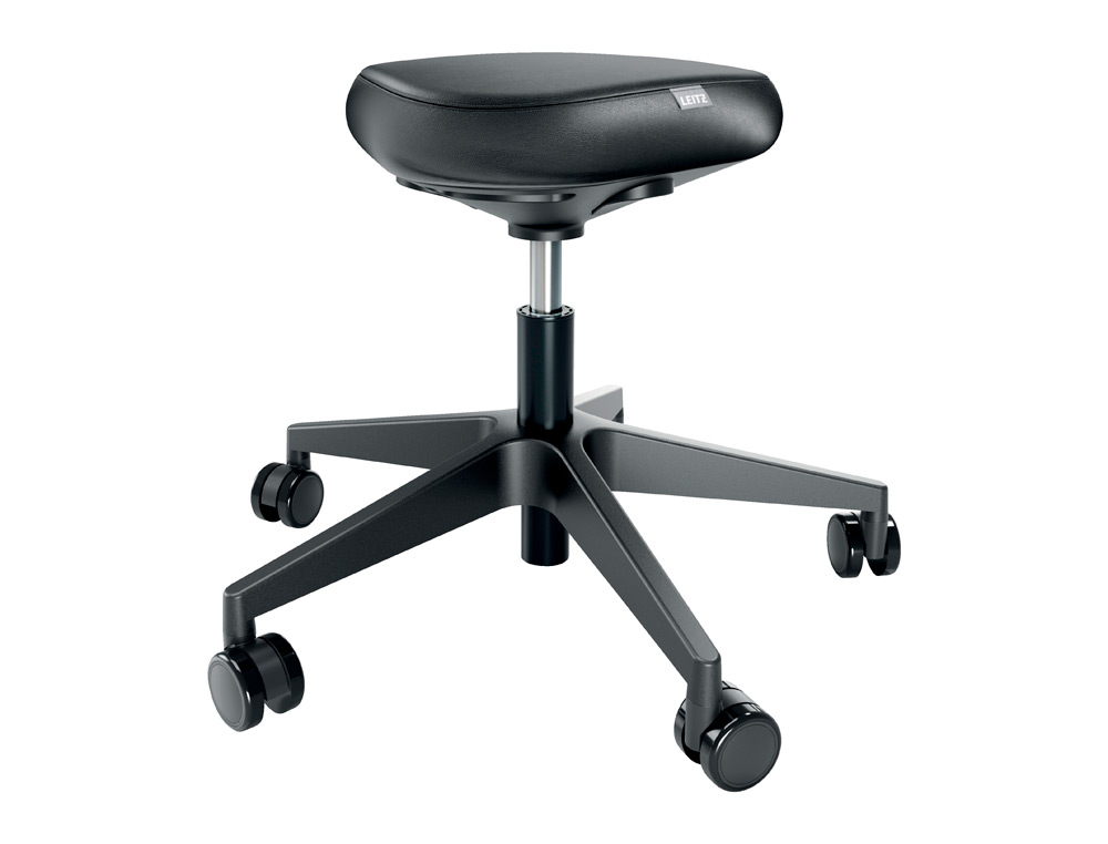TABURETE LEITZ ERGO CON ASIENTO TRIANGULAR 5 RUEDAS GIRATORIAS REGULABLE EN ALTURA HASTA 59 CM NEGRO