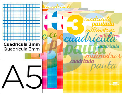 LIBRETA LIDERPAPEL PAUTAGUIA TAPA CARTONCILLO 32 HOJAS DIN A5 70 GR CUADRICULADO PAUTADO 3 MM CON MARGEN