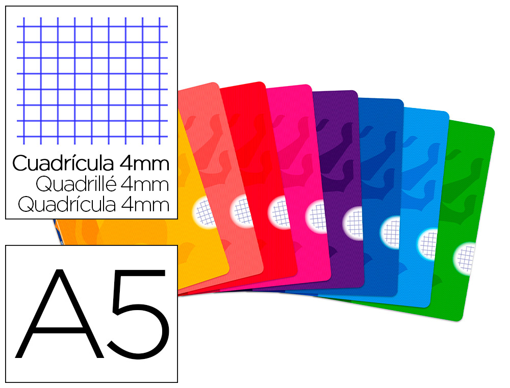 LIBRETA ESCOLAR OXFORD TAPA FLEXIBLE OPTIK PAPER OPENFLEX 48 HOJAS DIN A5 CUADRO 4 MM COLORES SURTIDOS