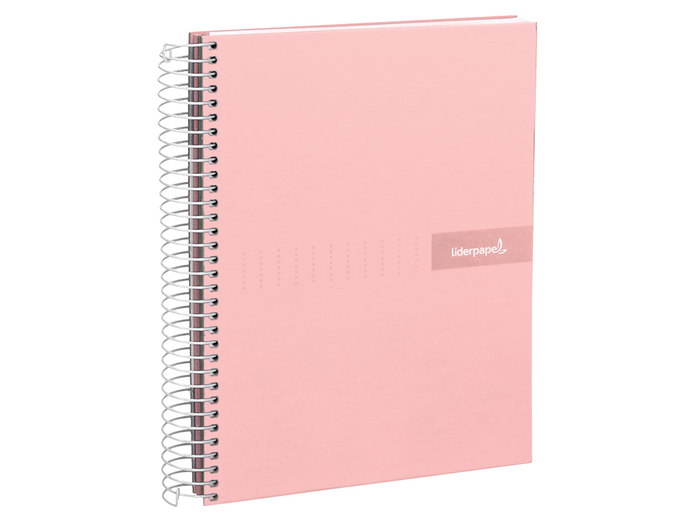 CUADERNO ESPIRAL LIDERPAPEL A5 MICRO CRAFTY TAPA FORRADA 120H 90GR CUADRO 5MM 5 BANDAS 6 TALADROS COLOR ROSA