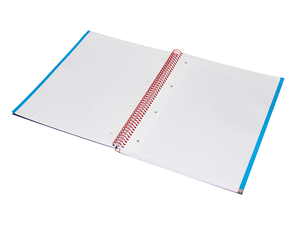 CUADERNO ESPIRAL LIDERPAPEL A4 MICRO JOLLY TAPA FORRADA 140H 75GR CUADRO 5MM 5 BANDAS 4 TALADROS COLOR AZUL
