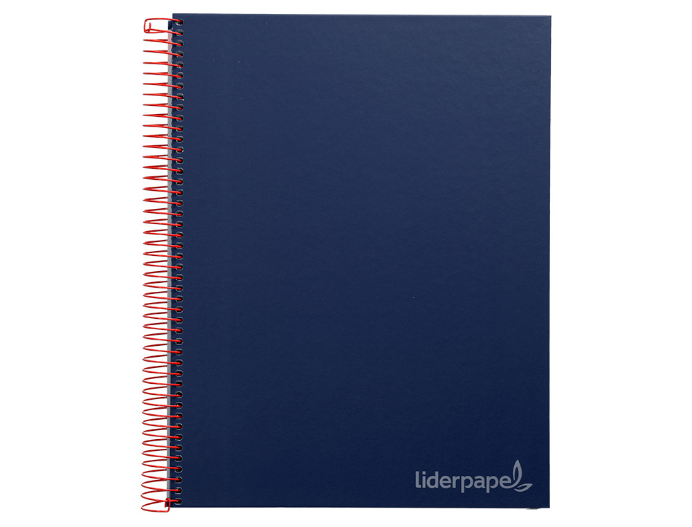 CUADERNO ESPIRAL LIDERPAPEL A4 MICRO JOLLY TAPA FORRADA 140H 75GR CUADRO 5MM 5 BANDAS 4 TALADROS COLOR AZUL