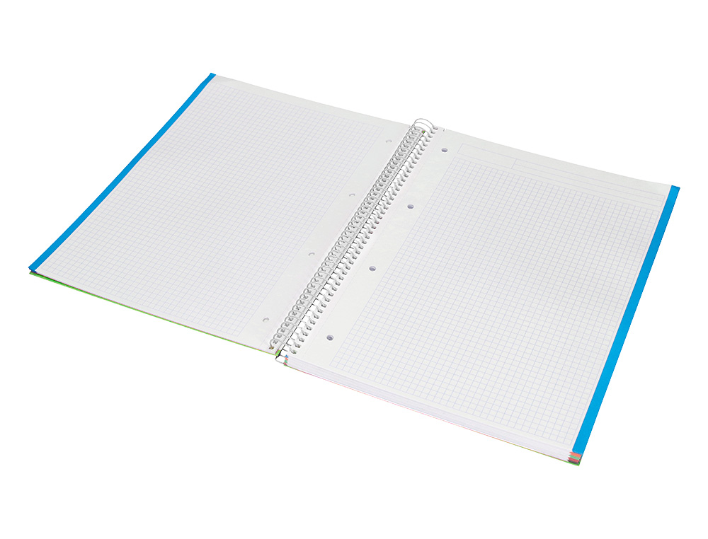 CUADERNO ESPIRAL LIDERPAPEL A4 MICRO JOLLY TAPA FORRADA 140H 75GR CUADRO 5MM 5 BANDAS 4 TALADROS COLOR VERDE