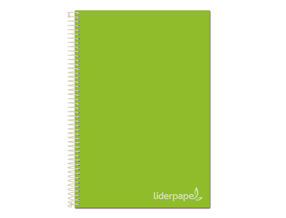 CUADERNO ESPIRAL LIDERPAPEL A4 MICRO JOLLY TAPA FORRADA 140H 75GR CUADRO 5MM 5 BANDAS 4 TALADROS COLOR VERDE