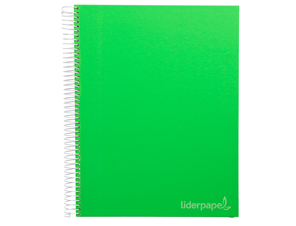 CUADERNO ESPIRAL LIDERPAPEL A4 MICRO JOLLY TAPA FORRADA 140H 75GR CUADRO 5MM 5 BANDAS 4 TALADROS COLOR VERDE