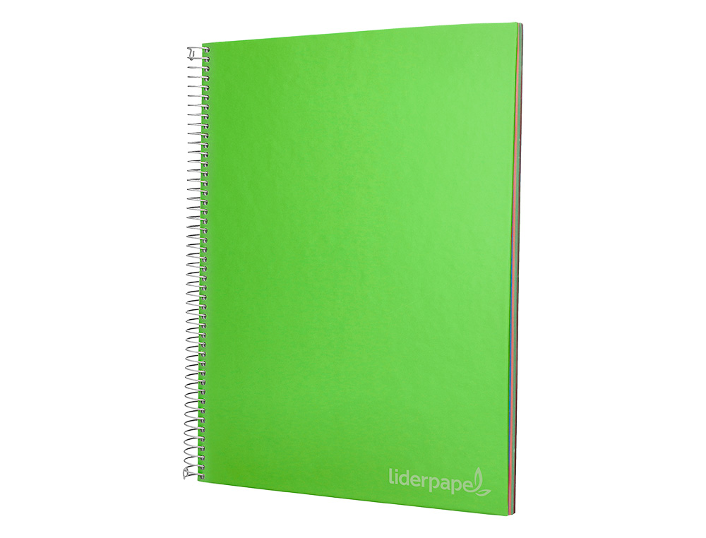 CUADERNO ESPIRAL LIDERPAPEL A4 MICRO JOLLY TAPA FORRADA 140H 75GR CUADRO 5MM 5 BANDAS 4 TALADROS COLOR VERDE