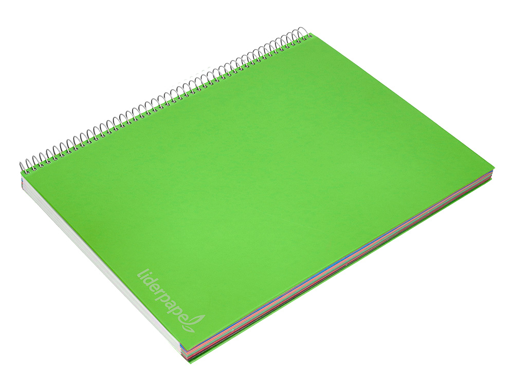 CUADERNO ESPIRAL LIDERPAPEL A4 MICRO JOLLY TAPA FORRADA 140H 75GR CUADRO 5MM 5 BANDAS 4 TALADROS COLOR VERDE