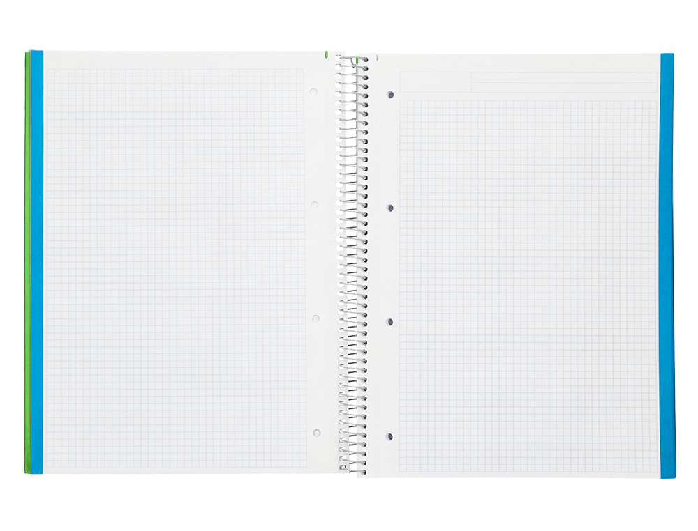 CUADERNO ESPIRAL LIDERPAPEL A4 MICRO JOLLY TAPA FORRADA 140H 75GR CUADRO 5MM 5 BANDAS 4 TALADROS COLOR VERDE