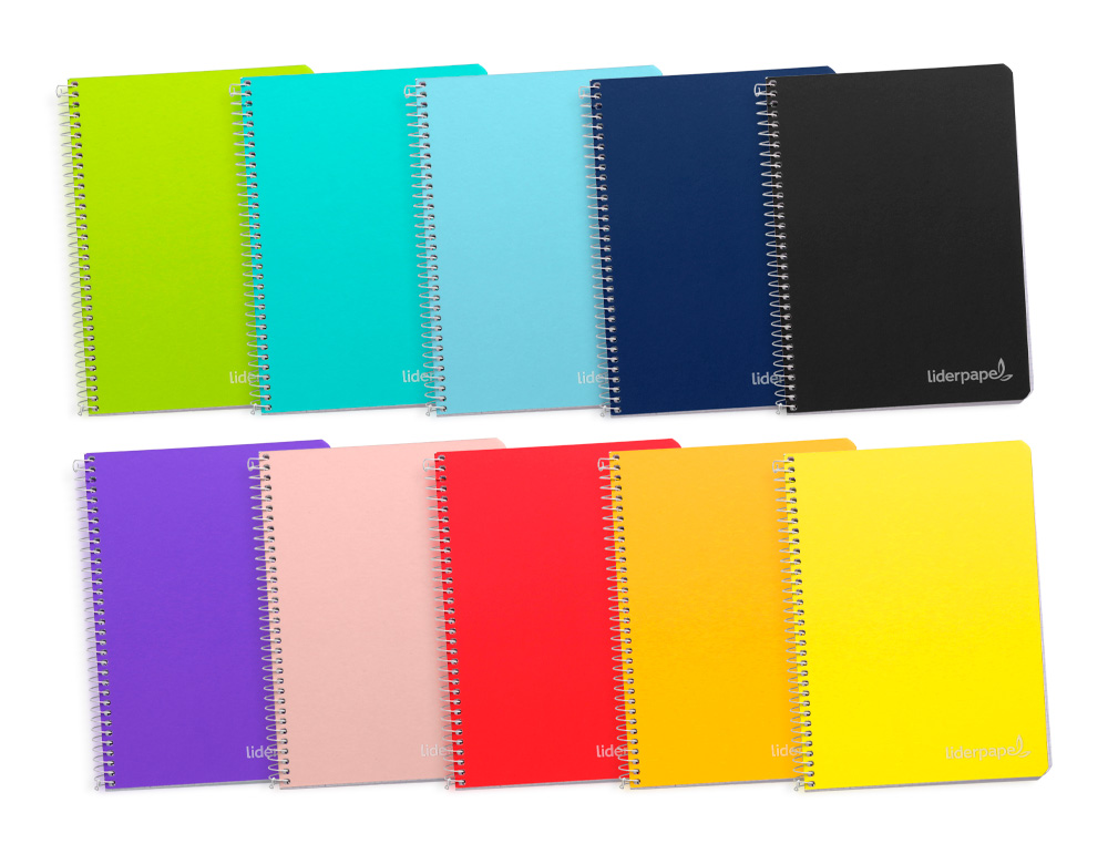 CUADERNO ESPIRAL LIDERPAPEL FOLIO WITTY TAPA DURA 80H 75GR RAYADO N46 COLORES SURTIDOS