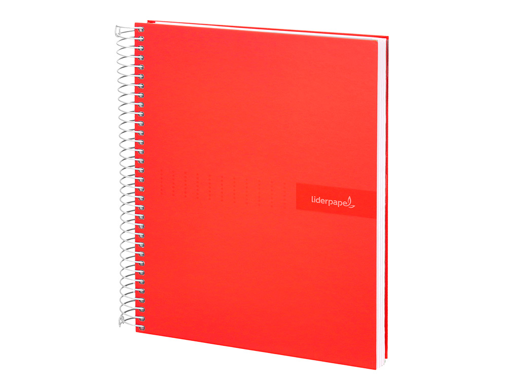 CUADERNO ESPIRAL LIDERPAPEL A4 CRAFTY TAPA FORRADA 80H 90GR CUADRO 4MM CON MARGEN COLOR ROJA