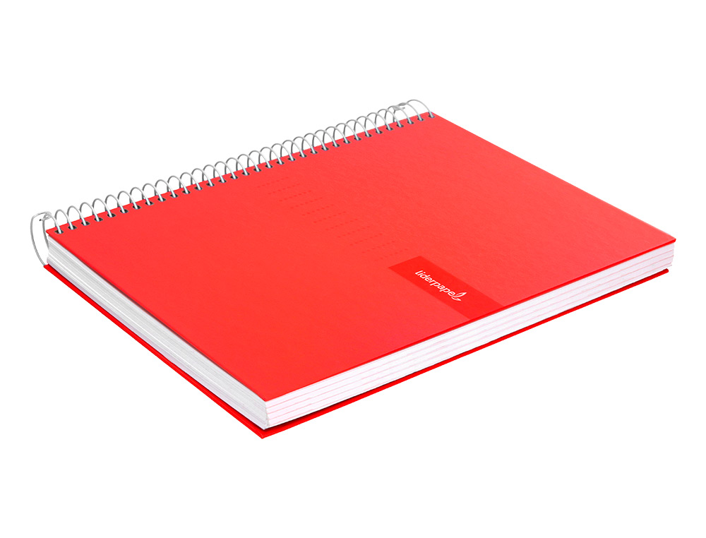 CUADERNO ESPIRAL LIDERPAPEL A4 CRAFTY TAPA FORRADA 80H 90GR CUADRO 4MM CON MARGEN COLOR ROJA