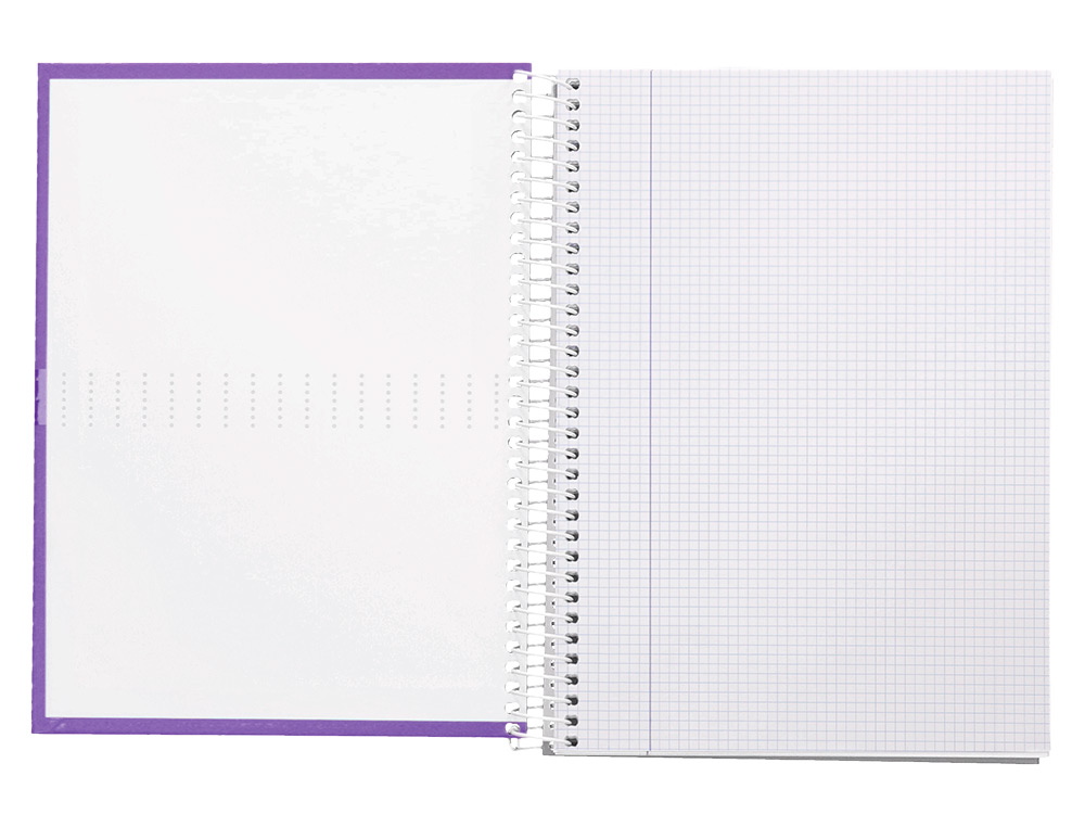 CUADERNO ESPIRAL LIDERPAPEL A4 CRAFTY TAPA FORRADA 80H 90GR CUADRO 4MM CON MARGEN COLOR VIOLETA
