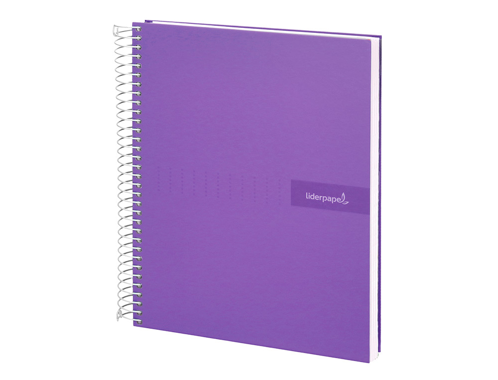 CUADERNO ESPIRAL LIDERPAPEL A4 CRAFTY TAPA FORRADA 80H 90GR CUADRO 4MM CON MARGEN COLOR VIOLETA