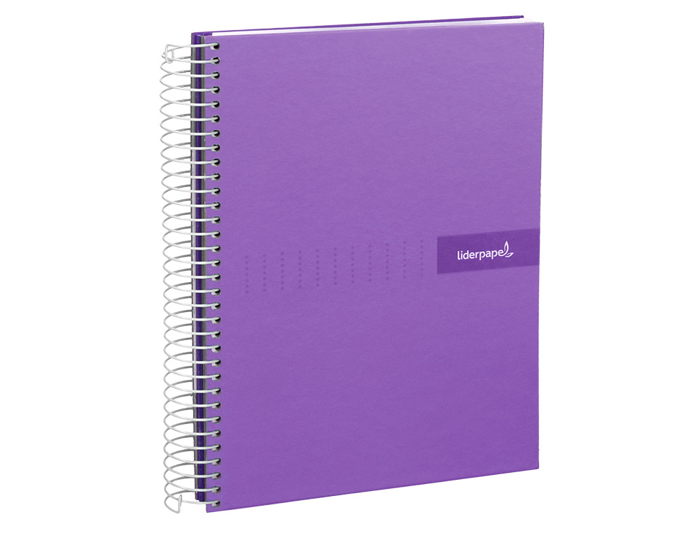 CUADERNO ESPIRAL LIDERPAPEL A4 CRAFTY TAPA FORRADA 80H 90GR CUADRO 4MM CON MARGEN COLOR VIOLETA