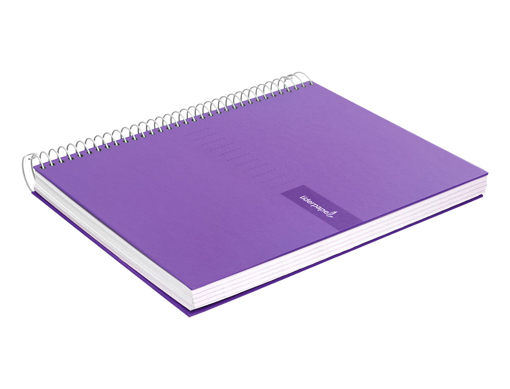 CUADERNO ESPIRAL LIDERPAPEL A4 CRAFTY TAPA FORRADA 80H 90GR CUADRO 4MM CON MARGEN COLOR VIOLETA