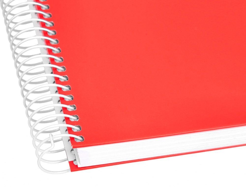 CUADERNO ESPIRAL LIDERPAPEL A4 MICRO CRAFTY TAPA FORRADA 120H 90 GR CUADRO 5MM 5 BANDAS 4 COLORES COLOR ROJO