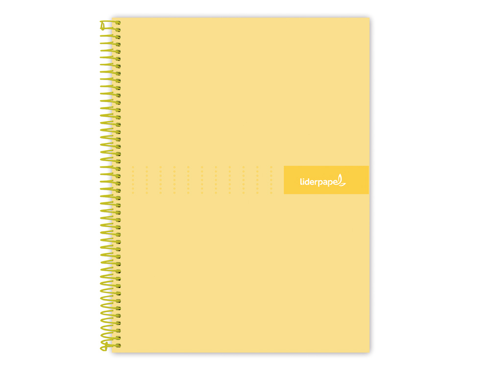 CUADERNO ESPIRAL LIDERPAPEL A4 MICRO CRAFTY TAPA FORRADA 120H 90GR CUADRO 5MM 5 BANDAS 4 TALADROS COLOR AMARILLO