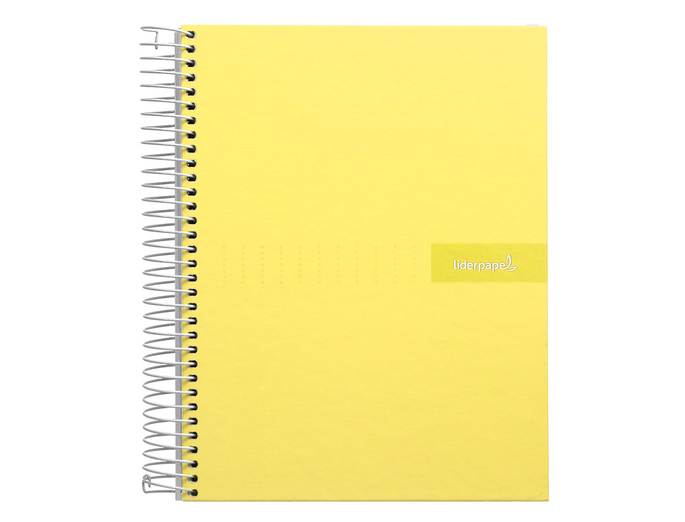 CUADERNO ESPIRAL LIDERPAPEL A4 MICRO CRAFTY TAPA FORRADA 120H 90GR CUADRO 5MM 5 BANDAS 4 TALADROS COLOR AMARILLO