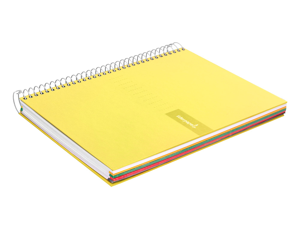 CUADERNO ESPIRAL LIDERPAPEL A4 MICRO CRAFTY TAPA FORRADA 120H 90GR CUADRO 5MM 5 BANDAS 4 TALADROS COLOR AMARILLO