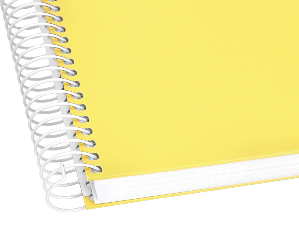 CUADERNO ESPIRAL LIDERPAPEL A4 MICRO CRAFTY TAPA FORRADA 120H 90GR CUADRO 5MM 5 BANDAS 4 TALADROS COLOR AMARILLO