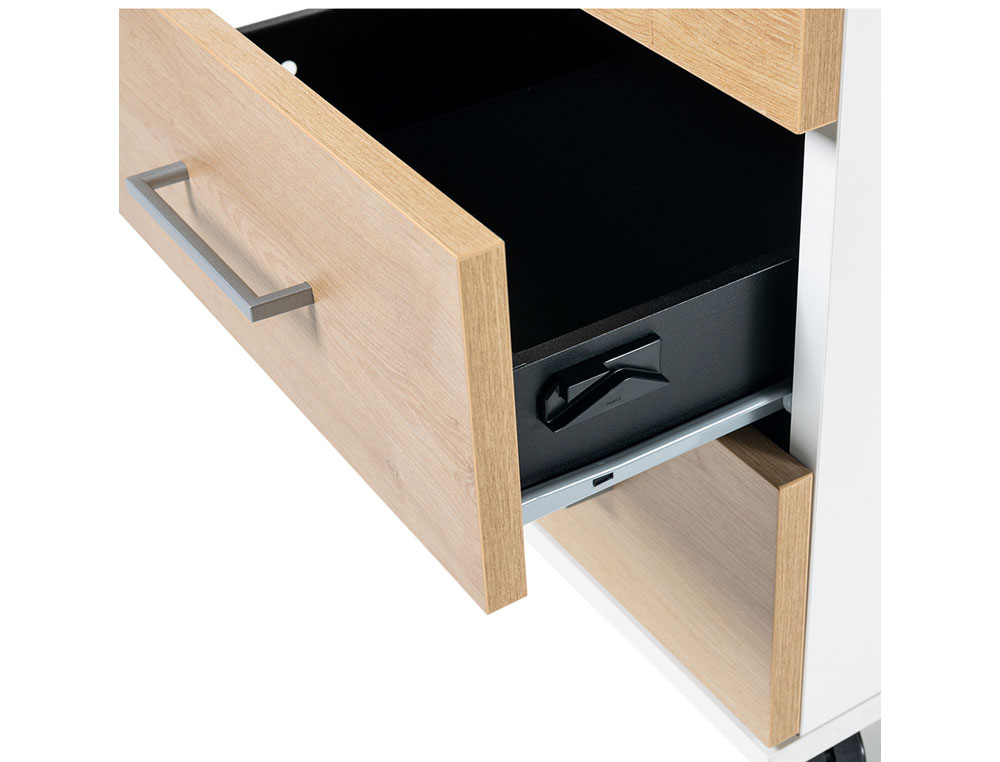 CAJONERA ROCADA CON TRES CAJONES SERIE STORE 60X40X60 CM ACABADO BLANCO/BLANCO