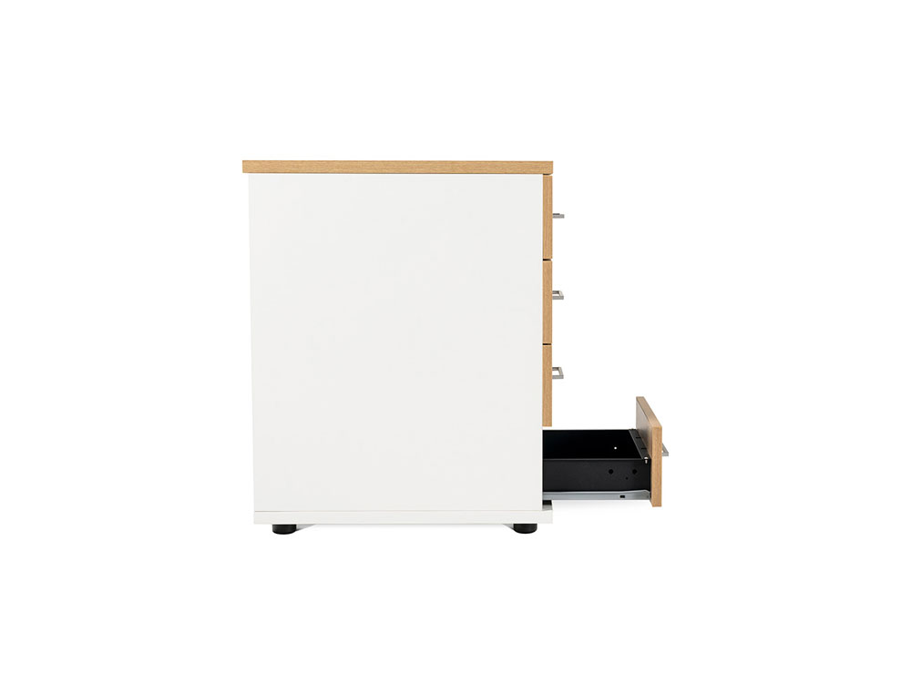CAJONERA ROCADA CON TRES CAJONES SERIE STORE 60X40X60 CM ACABADO BLANCO/BLANCO