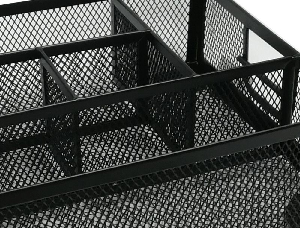 ORGANIZADOR SOBREMESA Q-CONNECT KF17291 BANDEJA METALICA REJILLA NEGRA CON 6 DEPARTAMENTOS 235X183X65 MM