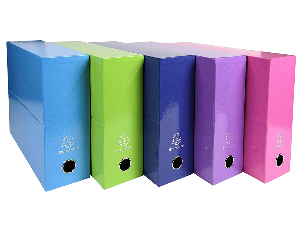 CAJA TRANSFERENCIA EXACOMPTA IDERAMA DIN A4 LOMO 90 MM COLORES SURTIDOS