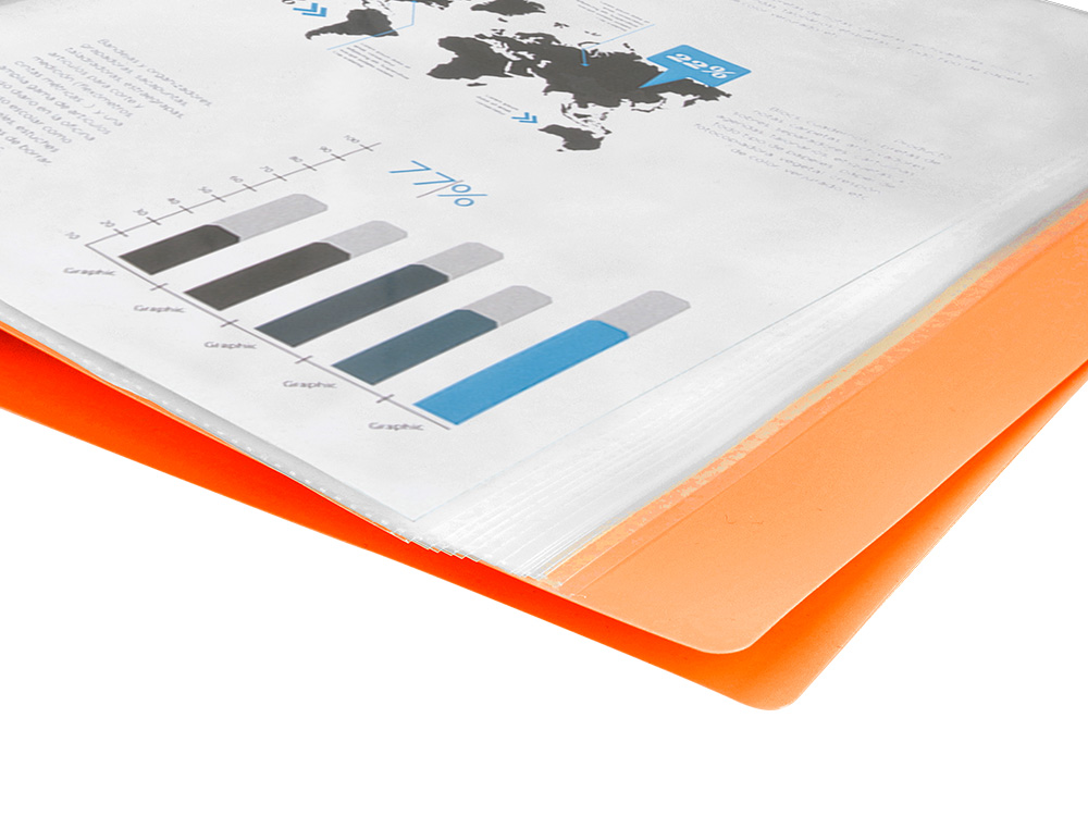 CARPETA LIDERPAPEL ESCAPARATE 80 FUNDAS POLIPROPILENO DIN A4 NARANJA FLUOR OPACO