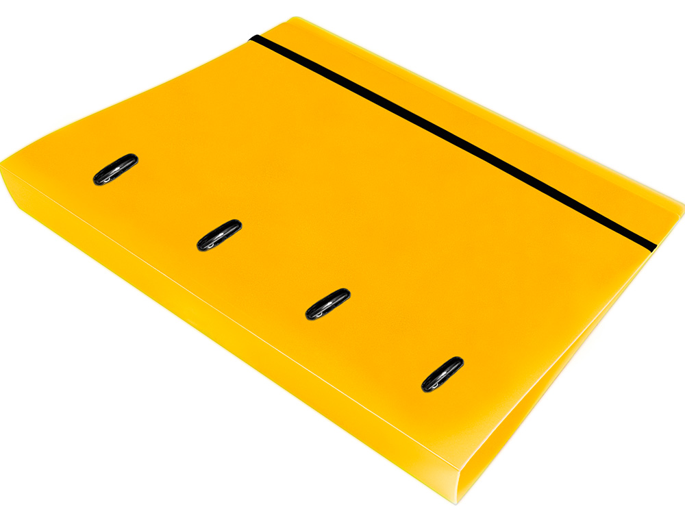 CARPETA CON RECAMBIO LIDERPAPEL A4 CUADRO 5MM 100 HOJAS 80G POLIPROPILENO 4 ANILLAS 40MM AMARILLO FLUOR