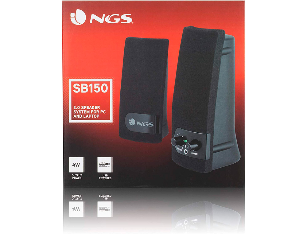 ALTAVOZ NGS MULTIMEDIA 2.0 RMS 2W ALIMENTACION USB CON INTERRUPTOR VOLUMEN COLOR NEGRO