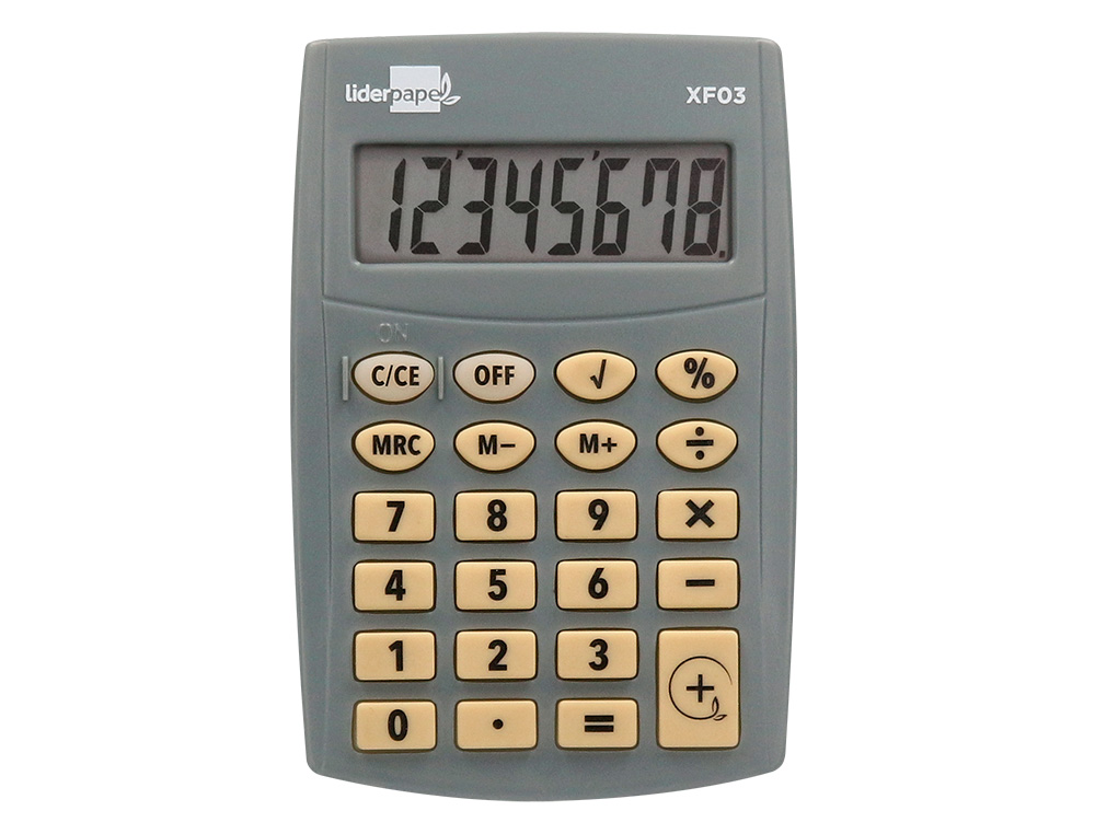 CALCULADORA LIDERPAPEL BOLSILLO XF03 8 DIGITOS PILAS COLOR GRIS 99X64X9 MM