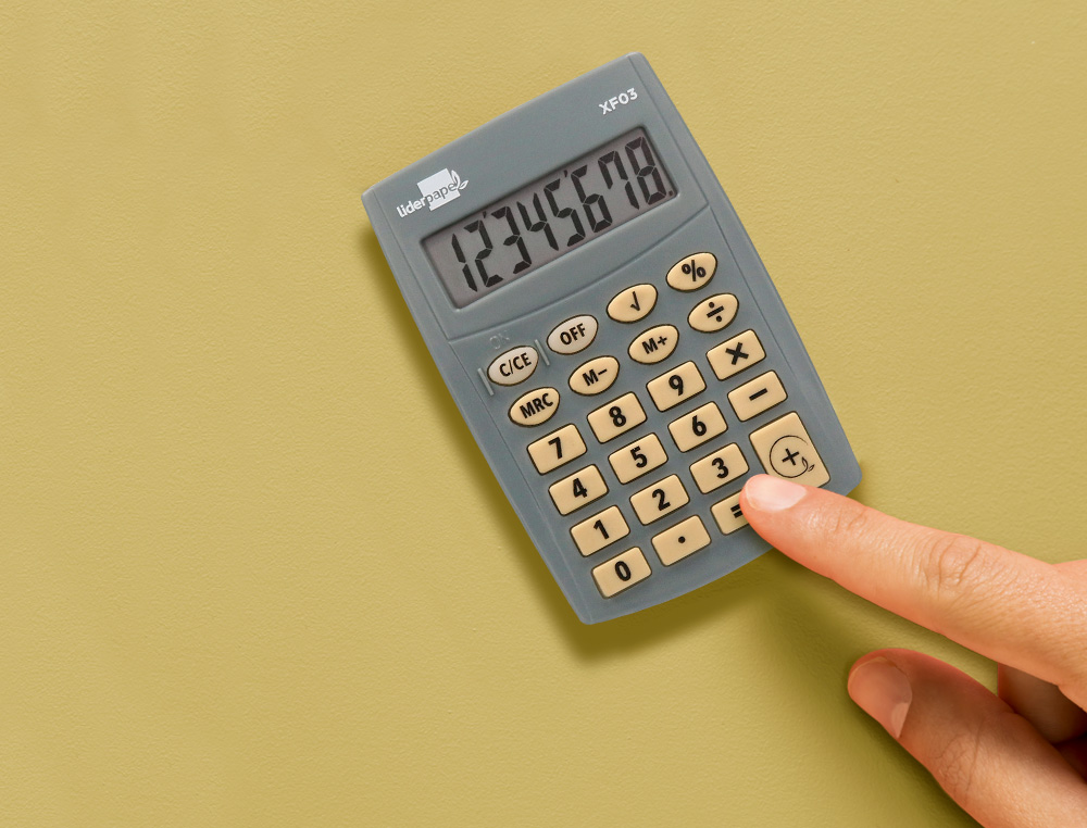 CALCULADORA LIDERPAPEL BOLSILLO XF03 8 DIGITOS PILAS COLOR GRIS 99X64X9 MM