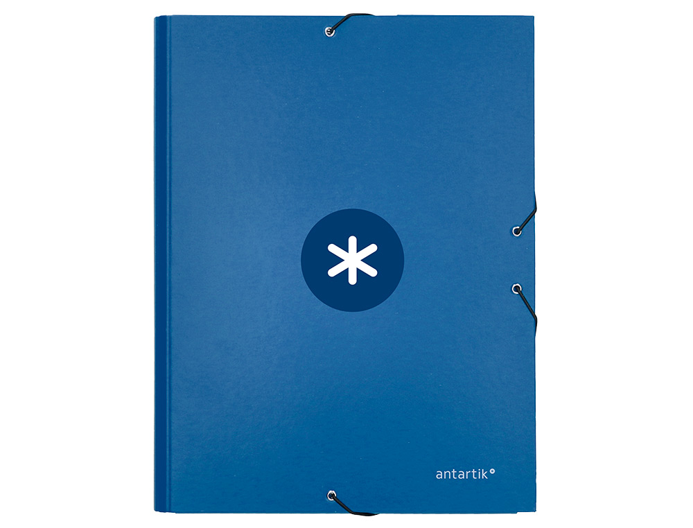 CARPETA ANTARTIK GOMAS TRES SOLAPAS CARTON FORRADO A4 COLOR AZUL MARINO
