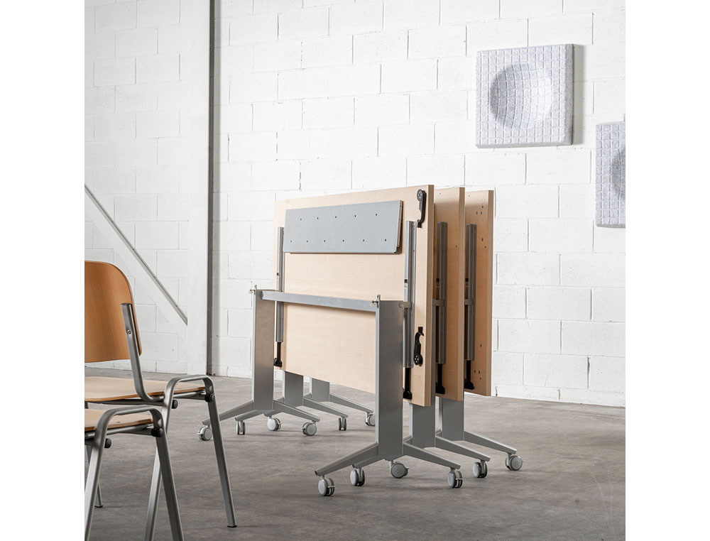 MESA DE OFICINA ROCADA 120X60CM CON TABLERO ABATIBLE 90 ACABADO FD01 GRIS/HAYA