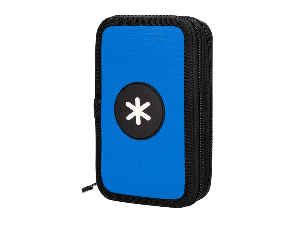 PLUMIER ESCOLAR ANTARTIK DOBLE CREMALLLERA COLOR AZUL 28 PIEZAS