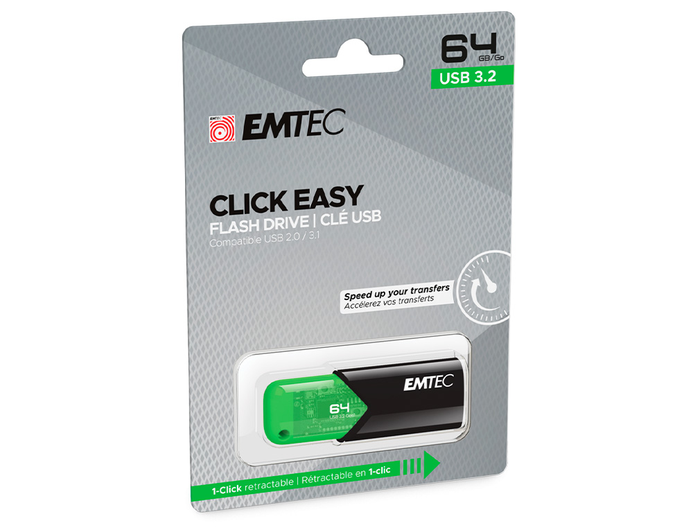 MEMORIA EMTEC USB 3.2 CLICK EASY 64 GB VERDE
