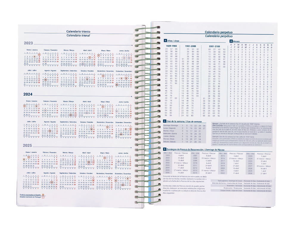 AGENDA ESPIRAL LIDERPAPEL GAZI A4 2024 DIA PAGINA PORTADA POLIPROPILENO PAPEL 70 GR SEOUL