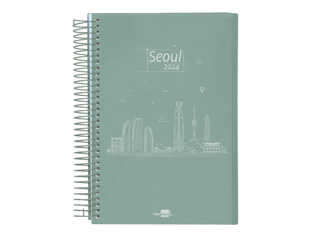 AGENDA ESPIRAL LIDERPAPEL GAZI A4 2024 DIA PAGINA PORTADA POLIPROPILENO PAPEL 70 GR SEOUL