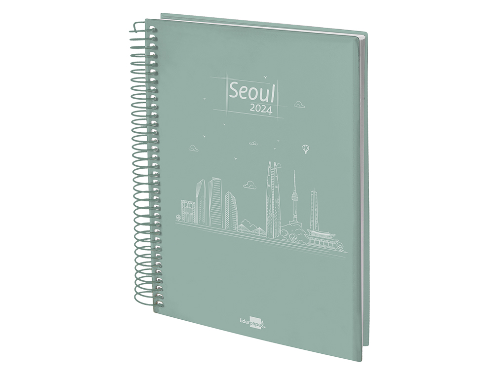 AGENDA ESPIRAL LIDERPAPEL GAZI A4 2024 DIA PAGINA PORTADA POLIPROPILENO PAPEL 70 GR SEOUL