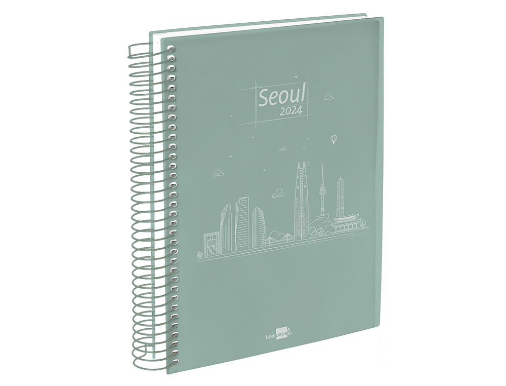 AGENDA ESPIRAL LIDERPAPEL GAZI A4 2024 DIA PAGINA PORTADA POLIPROPILENO PAPEL 70 GR SEOUL