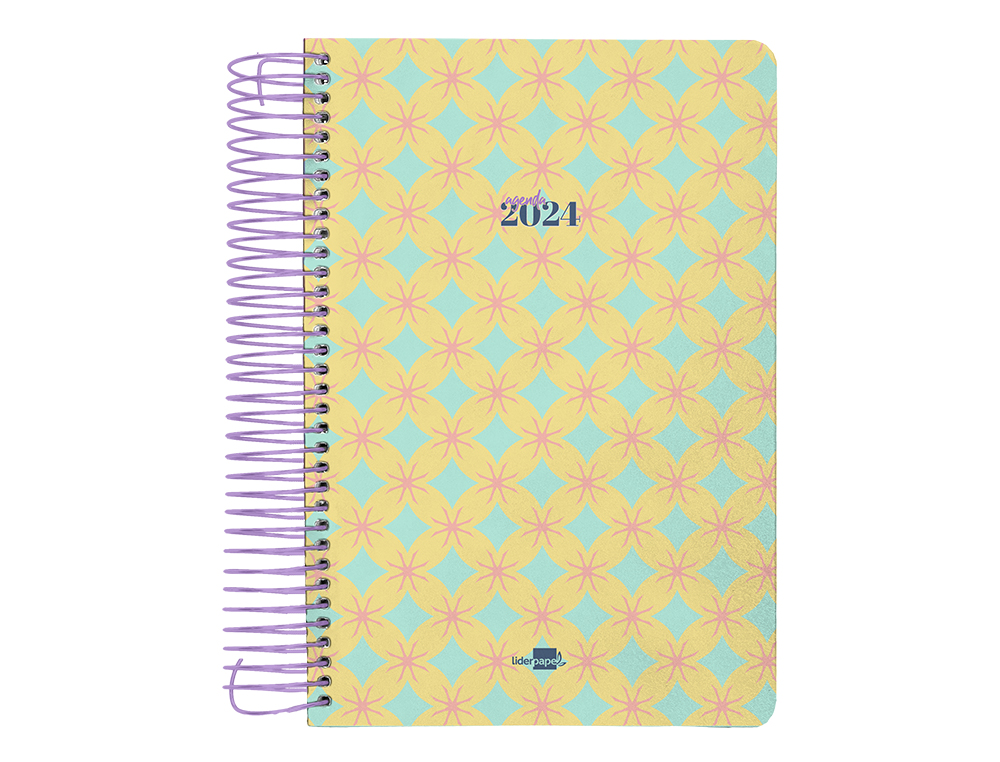 AGENDA ESPIRAL LIDERPAPEL PERISSA A5 2024 DIA PAGINA PAPEL 80 GR DISEO CIRCLE