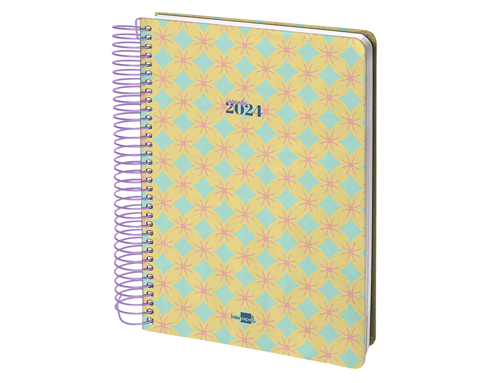 AGENDA ESPIRAL LIDERPAPEL PERISSA A5 2024 DIA PAGINA PAPEL 80 GR DISEO CIRCLE