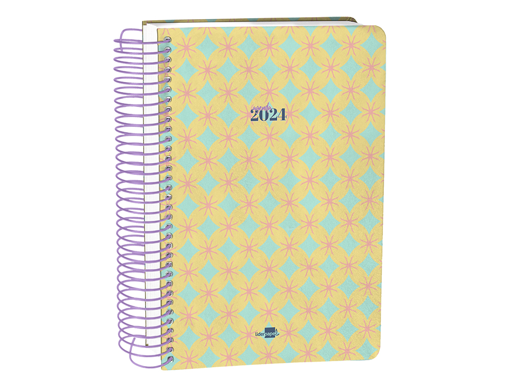 AGENDA ESPIRAL LIDERPAPEL PERISSA A5 2024 DIA PAGINA PAPEL 80 GR DISEO CIRCLE