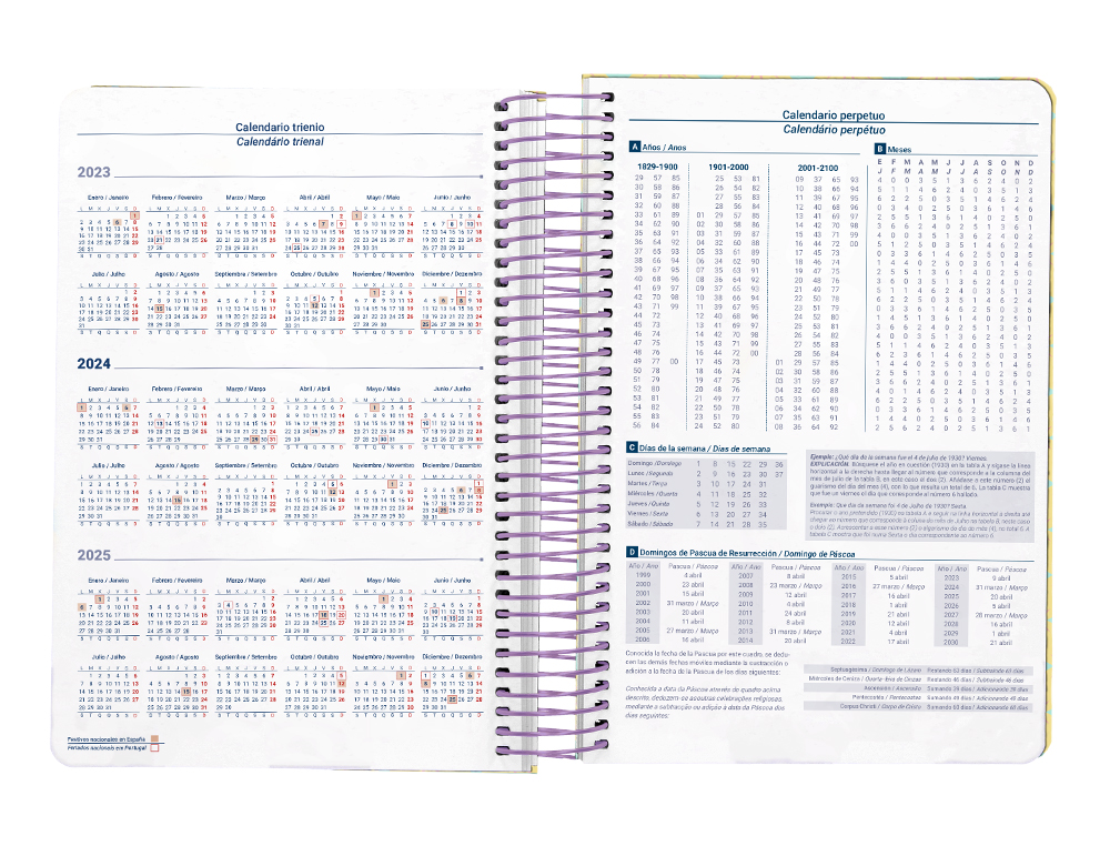 AGENDA ESPIRAL LIDERPAPEL PERISSA A5 2024 DIA PAGINA PAPEL 80 GR DISEO CIRCLE