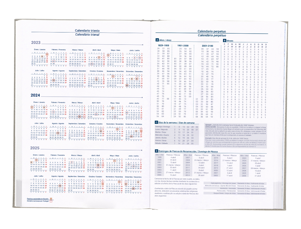 AGENDA ENCUADERNADA LIDERPAPEL CRETA 15X21 CM 2024 SEMANA VISTA COLOR GRIS PAPEL 70 GR